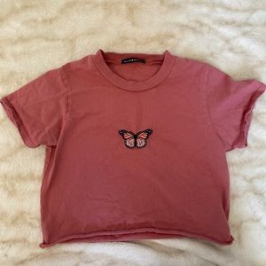 BRANDY MELVILLE BUTTERFLY DECAL CROP TOP